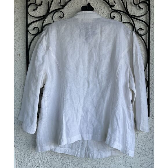 Chicos Linen Boho Beaded Jacket - Size 3/ XL Or 16 - White/ Tan Beads - Picture 5 of 9